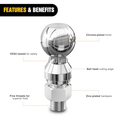 Image of Nilight 1-7 /8 inch, 2 inch and 2-5 /16 inch Diameter Chrome Trailer Hitch Ball, Maximum Load Capacity Up to 8,000 lbs, 1- Inch Shank Universal Fit Gray