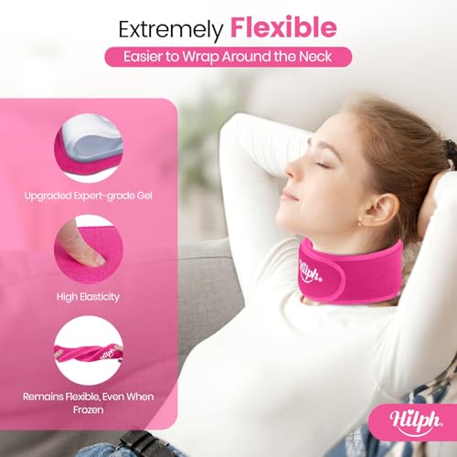Image of Hilph Neck Ice Pack Wrap, Throat Ice Pack for Tonsillectomy, Adjustable Flexible Cold Pack Cold Compress for Neck Cervical Pain Relief, Surgery Recovery, Hot Flash, Thyroidectomy, Hot Weather, Red