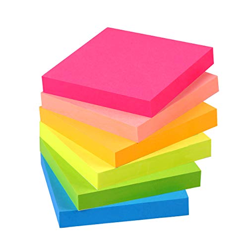 Image of Vanpad (24 Pack) Sticky Notes 2x2 in Bright Stickies Colorful Super Sticking Power Memo Pads Strong Adhesive 64 Sheets /pad