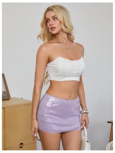 Image of Floerns Women's Sequin Low Waist Mini Skorts Night Out Skirt Shorts