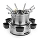 Princess Family Fondue-Set - 800 W, 1,2 Liter Fassungsvermögen, Thermostat, Edelstahl, doppelter Boden, 8 Fonduegabeln, 6 Dipschalen, Silber, 172680 01.172680.01.001, edelstahl, silber