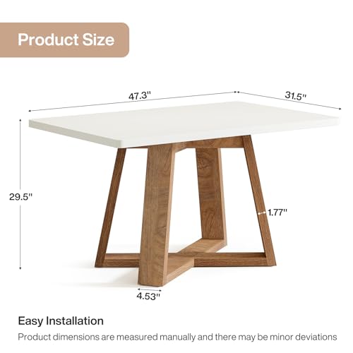 Image of Tribesigns 47-Inch Dining Table Set of 2, Modern Kitchen Table with Wooden Legs, Dinner Tables for Kitchen, Dining Room, Small Space, White and Brown, 2Pcs