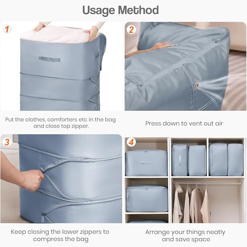 Image of Yellow Weaves Space Saving Self Compression Organizer Bag for Comforters, Blankets, Clothes, Travel, Storage Bag for Wardrobe, No Vacuum Needed, 3 Layer, Large (Pack of 3)