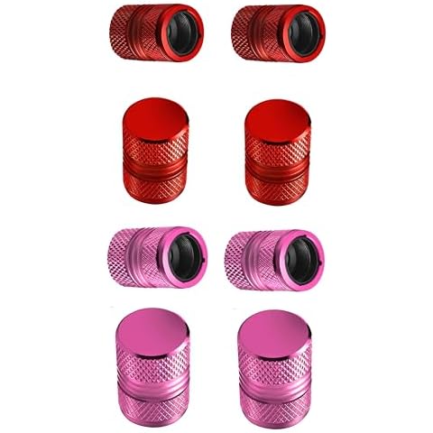 (4 Pack Red + 4 Pack Pink) Tire Valve Stem Caps Anti-Corrosion Premium Anodized Alloy Tyre Air Valve Caps Universal for Car SUV Bike Cover