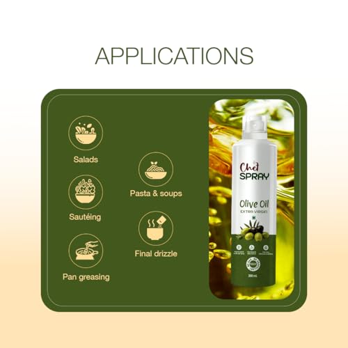 Image of ChefSPRAY Extra Virgin Olive Oil Spray - Pack of 2 | 100% Natural, No Gas, Healthy Cooking Oil Spray | Perfect for Salads, Grilling, Baking & Air Frying - 200 mL Each