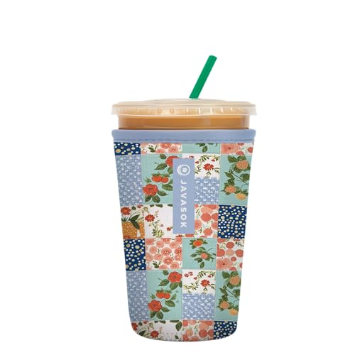 Sok It JavaSok Iced Coffee & Cold Soda Insulated Neoprene Cup Sleeve (Garden Quilt Medium: 22-28oz)