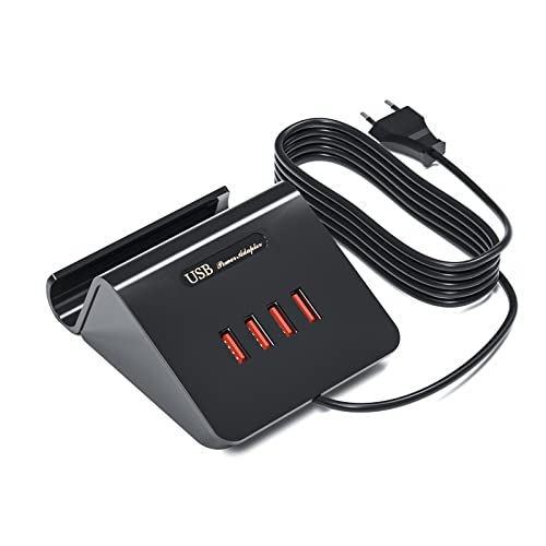 LEENFAER Caricatore USB Stazione di ricarica USB multipla da 25 W Dispositivi multipli Alimentatore USB 4 porte per iPhone, Samsung Galaxy, LG, Huawei ecc. (Nero)