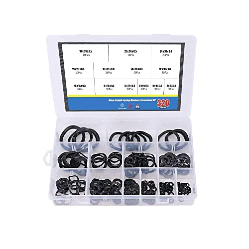 Washers Assorted, 640pcs Carbon Steel Wavy Wave Crinkle Spring Washers
