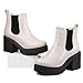 firelli Women Fashion Chelsea Boots Platform Boots Classic Ankle Booties (7,Cream)