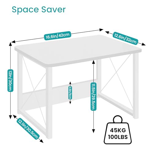 ELITEROO Desktop Printer Stand with Storage, Printer Stand Shelf Desk Organzier for Home/Office, Modern Wood Printer Riser Under Desk Small Table for Printer Fax Machine Copier Scanner (White)