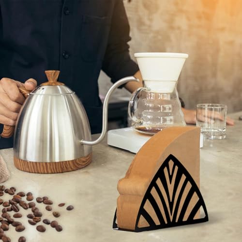 Resama Coffee Filter Paper Holder - Stylish Metal Napkin Holder with Leaf Texture for Kitchen, Cafe, and Dining Table, Elegant Tissue Dispenser for Home and Picnic