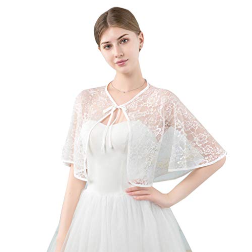 Wedding Bridal Shawl Wrap Capelet Floral Lace for Tulle Cape Shrug