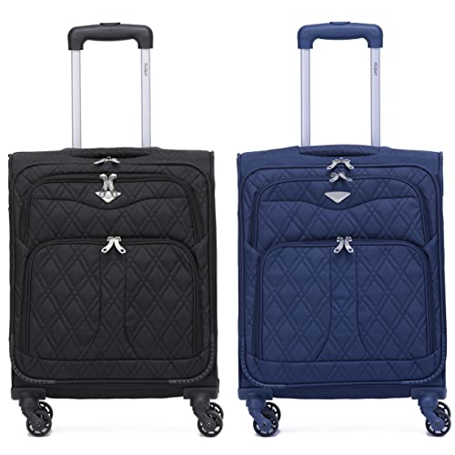 Flight Knight Set of 2 Lightweight 4 Wheel 800D Soft Case Quilted Suitcase Cabin Carry On Hand Luggage Ryanir Maximium prioirty Carry On Approved