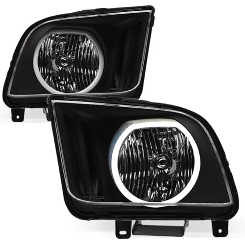 LED Halo Headlights for 2005-2009 Ford Mustang Black Housing DRL