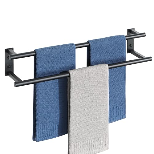 Toallero para baño o cocina de 60 cm Mooche negro en acero inoxidable 2