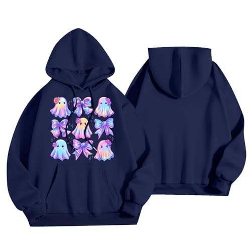 Halloween Hoodies for Women 2025 Fall Fashion Long Sleeve Cute Ghost Graphic Lightweight Hoodie with Pockets