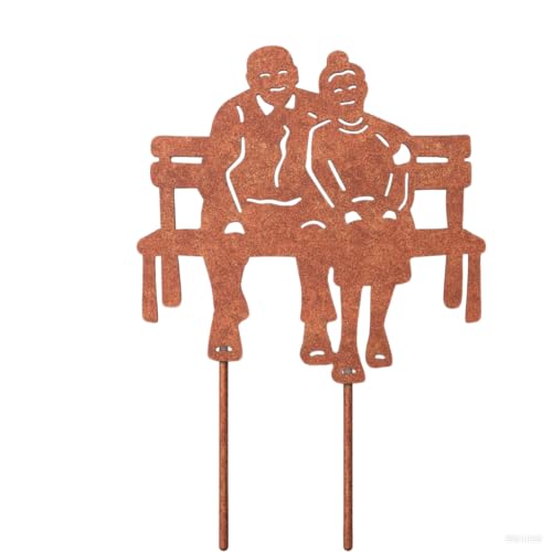 Jennytim Rost Deko für Garten, Edelrost Oma & Opa Gartenstecker,...