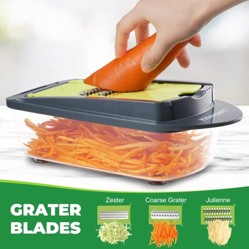 Kitexpert Vegetable Chopper, Onion Chopper Dicer Veggie Chopper with 9 Blades and Container, 9-in-1 Spiralizer Chopper Vegetable Cutter, Kitchen Vegetable Slicer Dicer Cutter Food Chopper (Grey) - Thumbnail 3