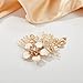 SWEETV Gold Bridal Hair Clip,Floral Bridal Hair Comb Barrette Flower Hair pieces for Brides Wedding