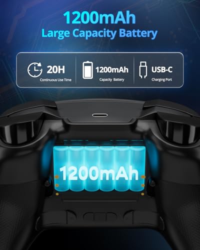 Image of Multi-Platform Wireless Controller, PC Gaming Controller with 2.4G Adpater /Hall Joysticks /Hall Triggers /1200 mAh Battery /4 Programmable Buttons /RGB Lighting, Compatible with PC Windows 7 /8.1 /10 /11, Switch /OLED /Lite, iOS, Android, Steam-Black