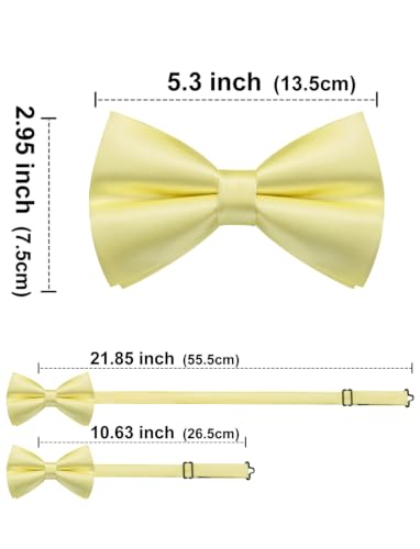 Image of Solid Color Bow Ties for Men Silk Pre-tied Tuxedo Bowtie Set 4PCS