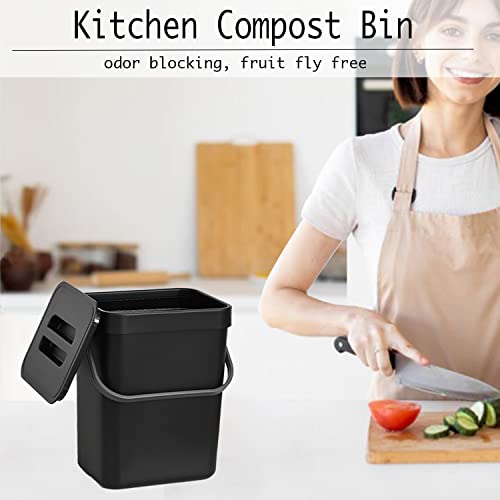Lalastar Countertop Compost Bin With Lid, Hanging Small Trash Can With Lid Under Sink For Kitchen, Food Waste Bin For Countertop, Mountable Garbage Can For Bathroom, Rv, 5L/1.3 Gal, Black #TOP3
