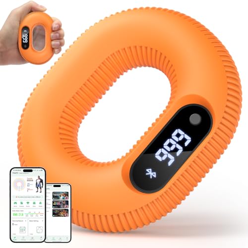 Grip Strength Trainer with Smart Bluetooth APP, Countable Hand Extension Exerciser for Muscle Building and Injury Recover, Portable Hand Exerciser at Office, School and Home Use, Silicone