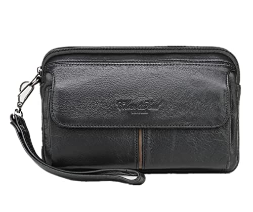 Meigardass Leather Clutch Purse Wallet for Men Handbags Business Organizer Phone Holder Wrist Bag, 65black, Small