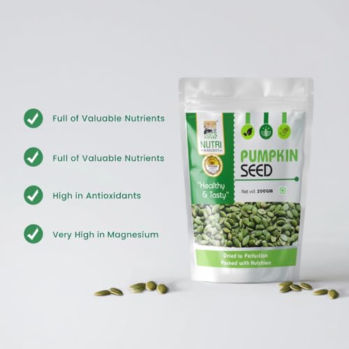 Image of NUTRI HARVEST Premium Pumpkin Seeds, Natural, Gluten-Free, Protein-Rich, Healthy Snack, 400g (2 * 200)