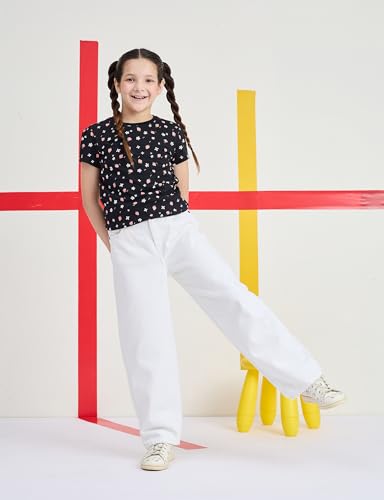 Image of Amazon Brand - Symbol Girls Cotton Wide Leg Fit Jeans | Casual Denim | Age 6-14 Years