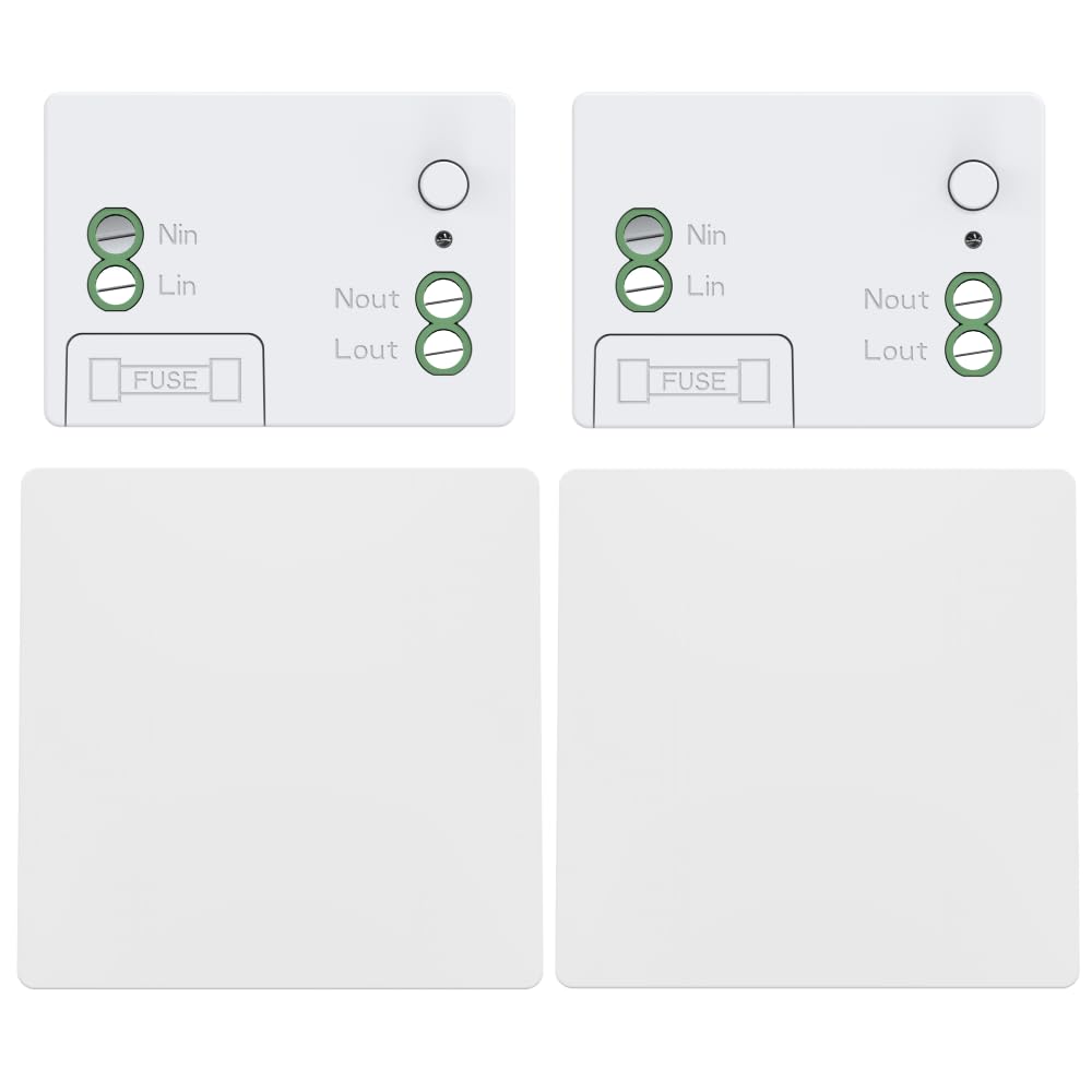 Cerhot RF433 - Interruttore senza fili, kit radio interruttori senza fili, per illuminazione, interruttori cinetici senza fili, senza batteria, telecomando a pulsante (1Gang 2V2 White)