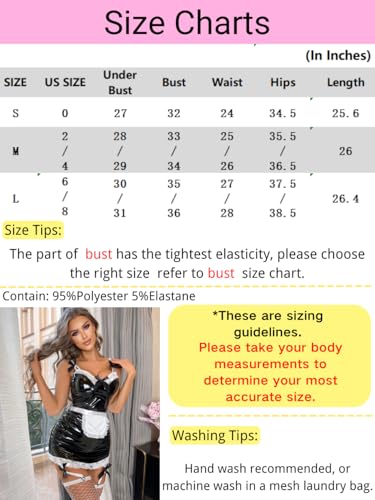 ShawGobow Roupa de empregada francesa para mulheres, laço frente única, 3 peças, lingerie de couro,