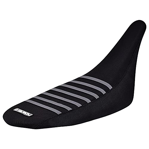 Enjoy Mfg Seat Cover - Compatible Fit for 2008-2014 Kawasaki KFX 450 Quad ATV #229 (All Black/Grey Ribs)