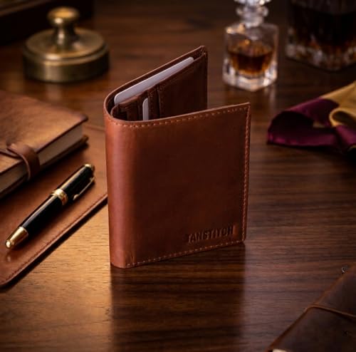 Image of TANSTITCH Slim Leather Wallet || Small,Compact, Minimalist & Thin Wallet || RFID Protected || Front Pocket Carry (Tan)