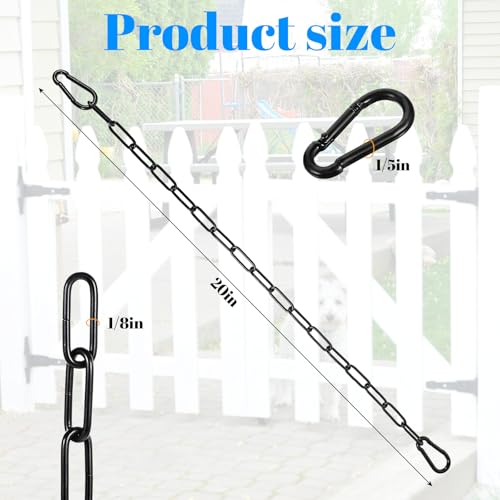 MBAIYO Kette Stahlkette Schwarz, 0.5m Gliederkette mit Doppelseitigen Karabiner Edelstahl Torkettenschloss Solide Metallkette Edelstahl Ketten Rundstahlkette für Außenzäune Gartentore Haustiere