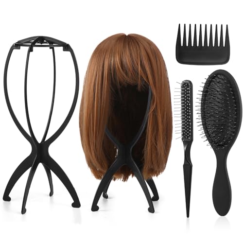 ProSuites 2 Pack Wig Head Stand with 3 PCS Wig Brush Comb