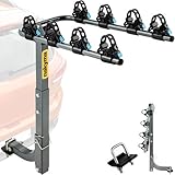 4 Bike Rack Hitch Mount(Max 240lbs), Bike Rack for Car Made with Thickened High-Strength SPCC Steel, Anti-Wobble Design, Bike Bicycle Carrier for Car, SUV, Truck 2” Receiver