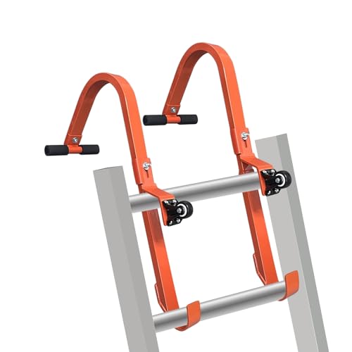 Lot de 2 crochets robustes pliables avec roue et stabilisateur, gouttières de protection en caoutchouc pour un accès sûr au toit