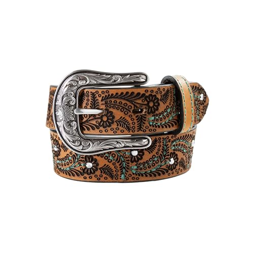 Nocona Girl's Turquoise Stitch Paisley Floral Belt