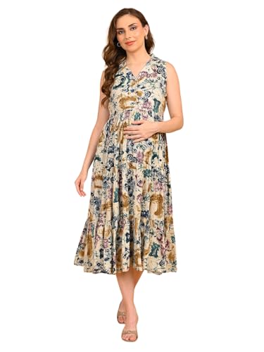Image of The Mom Store Maternity and Nursing Wrap Dress for New Mom | Pre and Post Pregnancy Wear for Womens | Trendy Stylish Printed Friendly Dresses for Women | Comfortable