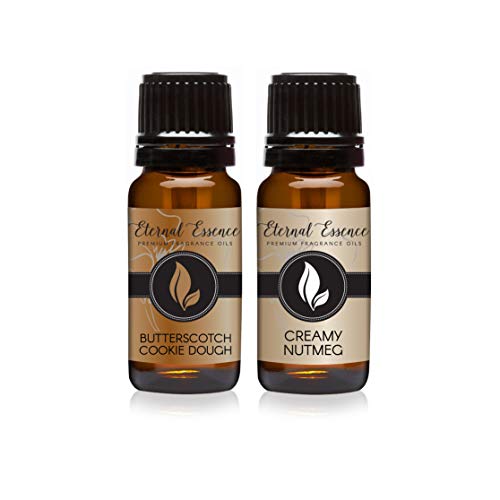 Image of Eternal Essence Oils 2 Pack 10ml Premium Fragrance Oil - Butterscotch Cookie Dough & Creamy Nutmeg - for Candle, Soap Making, Aromatherapy, Diffusers, Home Care, & Humidifiers