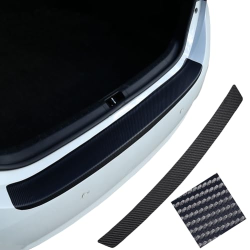 Matte Black Carbon Fiber Rear Bumper Protector for 5th-Gen Mid-Size SUVs (2017-2024) | Full Adhesive Scratch Guard with Anti-Slip Texture | Residue-Free Trunk Protection for Pets & Cargo