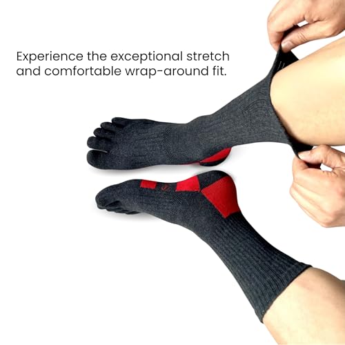 2 Pairs Of Terry Cushioned Hiking Toe Socks, Five Finger Crew Socks Cotton for Outdoor Sports, No Blister4