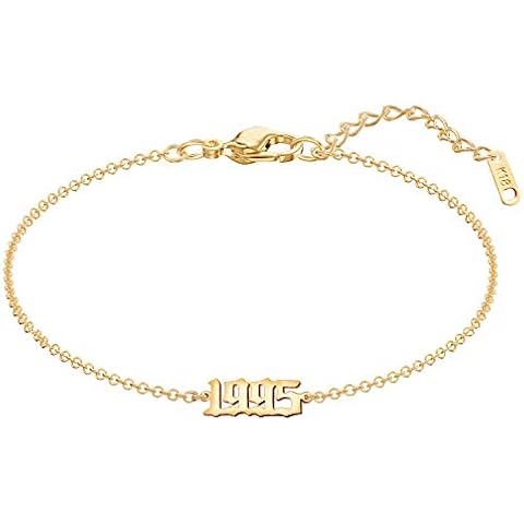 Glimmerst 18K Gold Plated Stainless Steel Birthday Year Number Bracelet Memorable Anniversary 1995 Year Bracelet for Women Cover