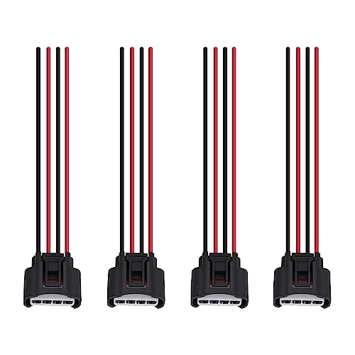 4 Packs Ignition Coil Female Connector Plug Harness Pigtail Compatible with Toyota Camry, Highlander, Matrix, RAV4, Solara, Lexus HS250h, Scion tC, Pontiac Vibe L4 2.4 L