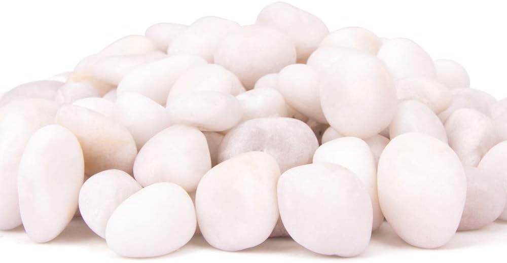 18 Pounds White Decorative Pebbles River Rock Aquarium Gravel,Garden Ornamental Pebbles, Natural Polished Decorative Gravel,White Decorative Stones,Decor Pebbles,Pebbles for Landscaping (White)