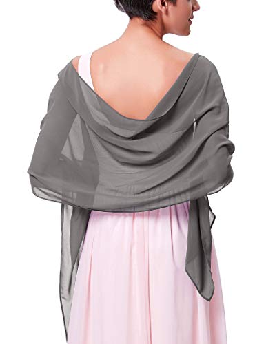 Women's Dress Shawls and Wraps Soft Chiffon Evening Party Shawls Scarf Gray