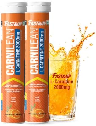 Fast&Up L-Carnitine 2000mg Effervescent Tablets | Premium Carnipure® Carnitine Supplement | Helps Convert Fat into Energy, Supports Weight Loss, Fat Burn & Lean Muscle | Orange Flavour, 20 Tabs (Pack of 2)