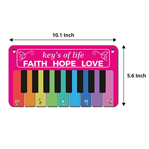 Image of BEE CREATIVE Designer Colorful Wooden Key Holder for Home Decor Stylish | Key Holder for Home | Key Stand with 5 Hooks (Piano)