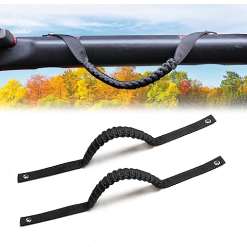 sukemichi for Jeep Handles Grab, Front Seat Paracord Roll Bar Grab Handles Grip Handle for 2018-2025 Jeep Wrangler Accessories JL Gladiator 4XE HARD TOP 2 Door 4 Door - Not for Rear Seat, 2 Pack,Black Cover